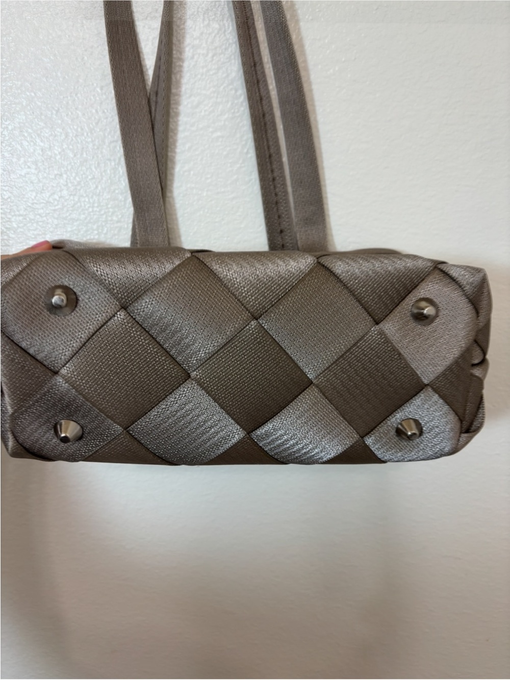 Woven Shoulder Tote in Taupe - Picture 5 of 7